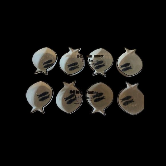 Nautical Porcelain Appetizer Plates, Bamboo Fish Design for Coastal Decor, New - Picture 4 of 5